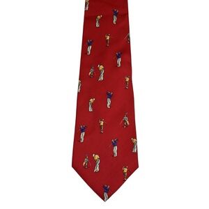 Vintage Polo Ralph Lauren 100% Silk Tie Multiple Mini Golfers Design Made In USA